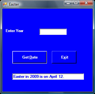 Easter in 2009 is on Apirl 12th.